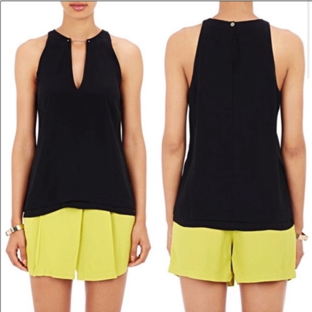 A.L.C. Keaton Size 6 Black Sleeveless Barbell Halter Tank Keyhole Top